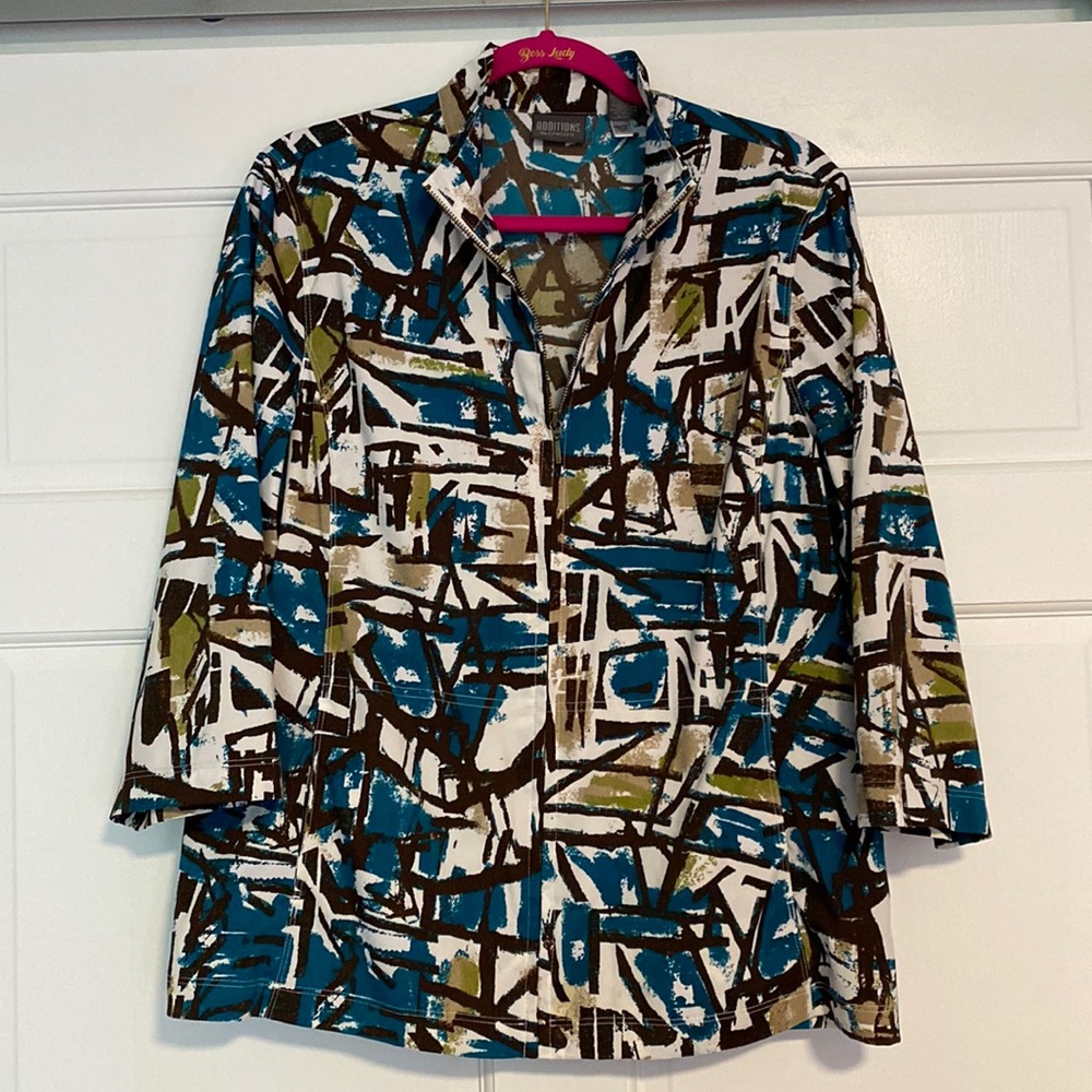 Additions by Chico’s full zip jacket, with pockets. Size 2 (L/12)